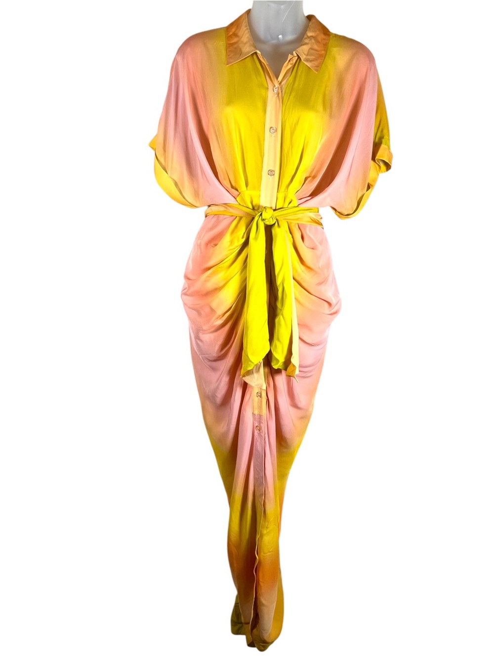 Le Superbe Miko Ombre Sunset Tie Front Bodycon Dress Size 6 Resort Dopamine Glam